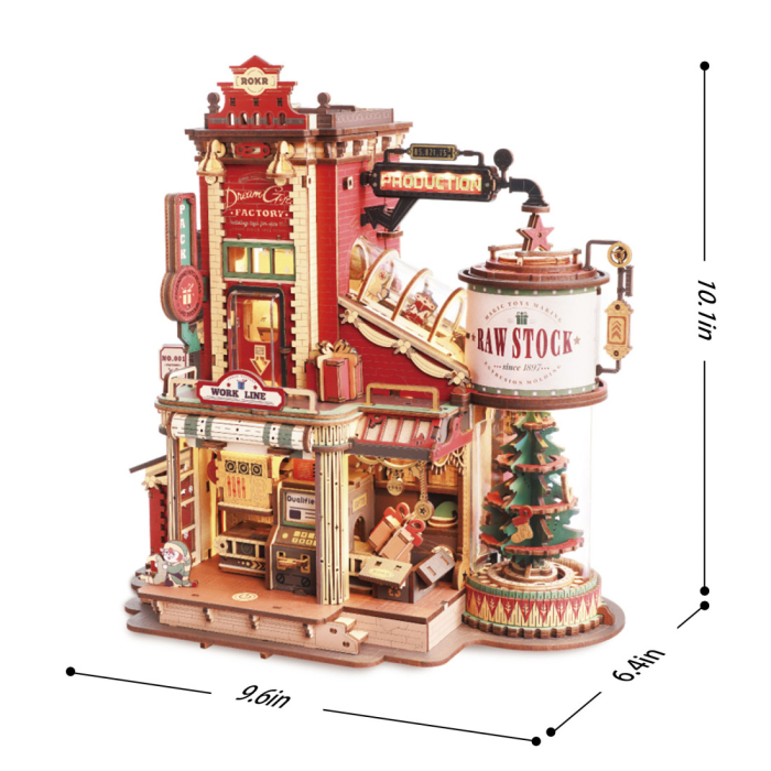 Puzzle 3D, Cutie muzicala Fabrica de Cadouri de Craciun, lemn, 449 piese [9]