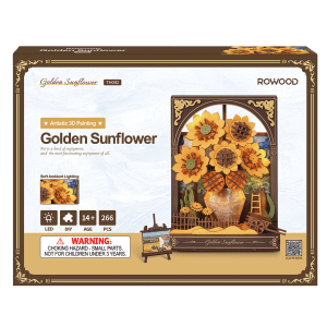 Puzzle 3D, tablou, din lemn, Floarea soarelui aurie - van Gogh, 266 piese [4]