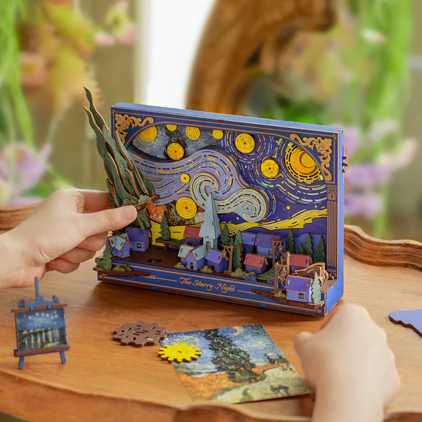 Puzzle 3D, tablou, din lemn, Noapte instelata - Van Gogh [5]