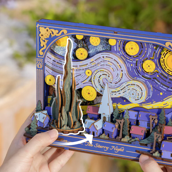 Puzzle 3D, tablou, din lemn, Noapte instelata - Van Gogh [4]