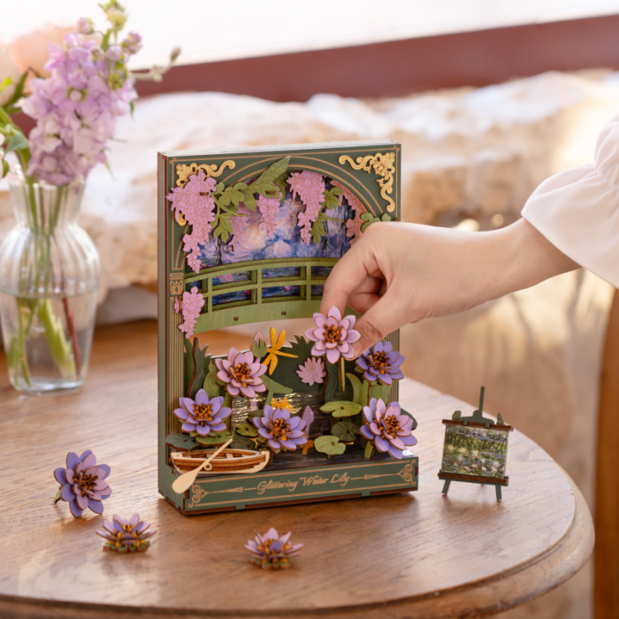 Puzzle 3D, tablou, din lemn, Nuferi pe apa - Monet [3]