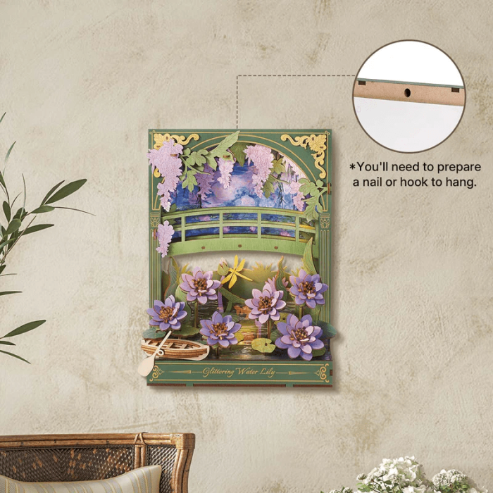 Puzzle 3D, tablou, din lemn, Nuferi pe apa - Monet [6]