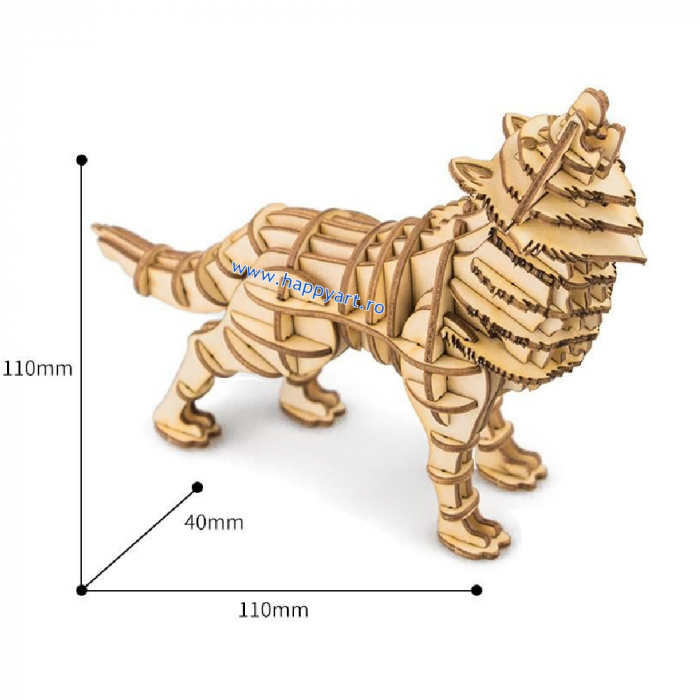 Puzzle 3D, Lup, lemn, 63 piese, TG207 [6]