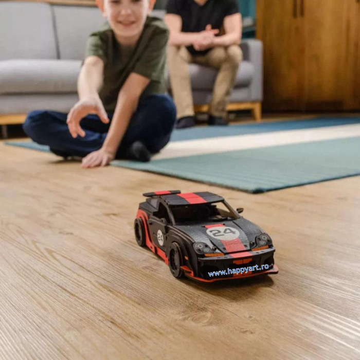 Puzzle din lemn 3D, Masina Comet GTS Black-Red, 219 piese, scara 1-18 [11]
