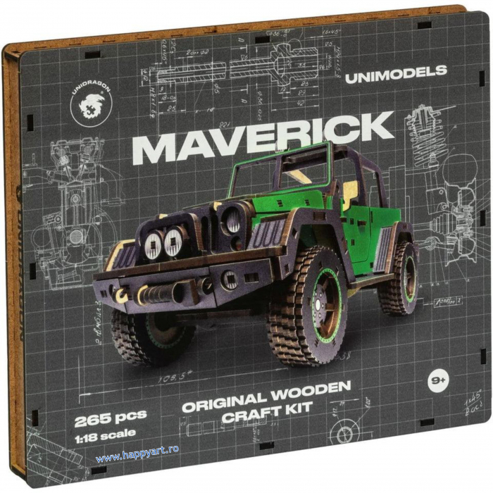 Puzzle din lemn 3D, Masina Maverick, 265 piese, scara 1-18 [13]