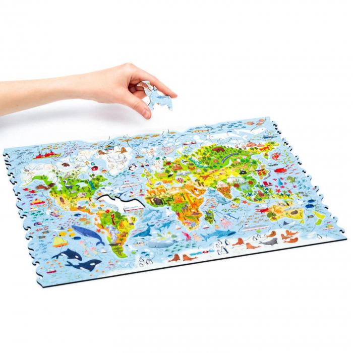 Puzzle din lemn, Harta lumii pentru copii, 100 piese, 43,1x29,7 cm [6]
