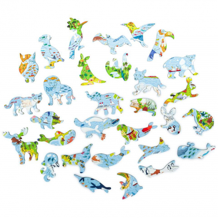 Puzzle din lemn, Harta lumii pentru copii, 100 piese, 43,1x29,7 cm [5]