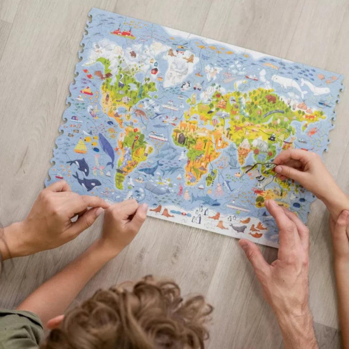 Puzzle din lemn, Harta lumii pentru copii, 100 piese, 43,1x29,7 cm [9]