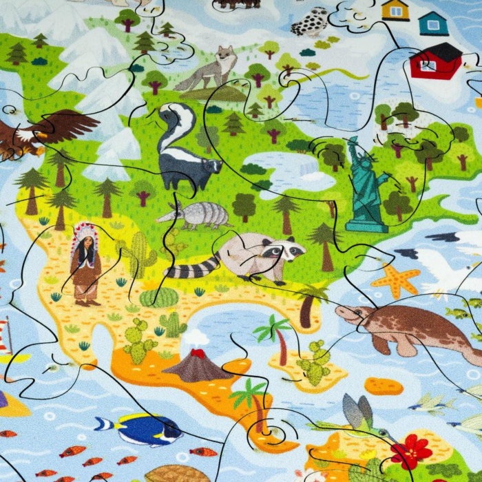 Puzzle din lemn, Harta lumii pentru copii, 100 piese, 43,1x29,7 cm [8]