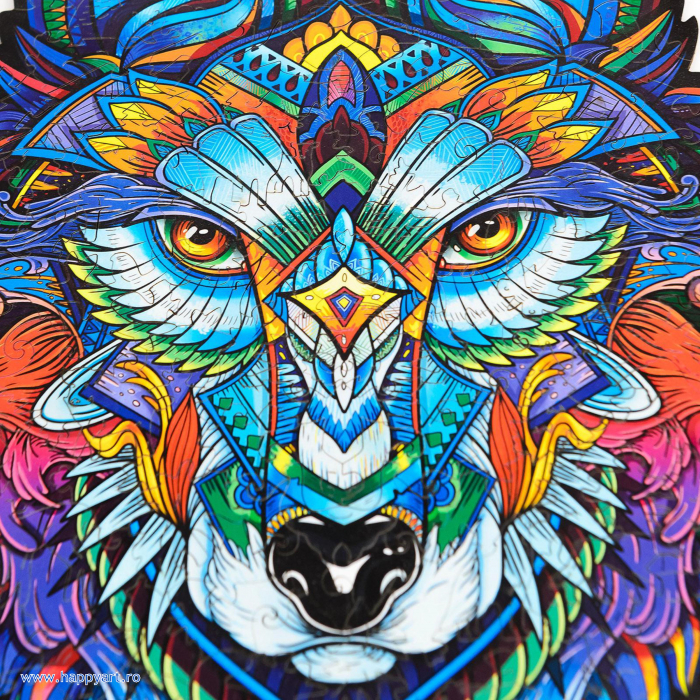 Puzzle Lup albastru, din lemn, Unidragon [6]