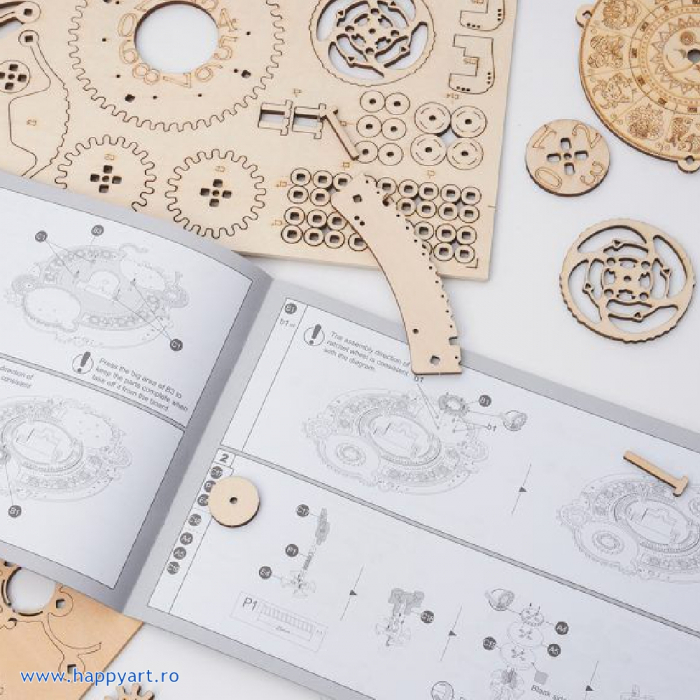 Puzzle mecanic 3D, Ceas calendar Masina timpului, lemn, 250 piese, LC801 [13]