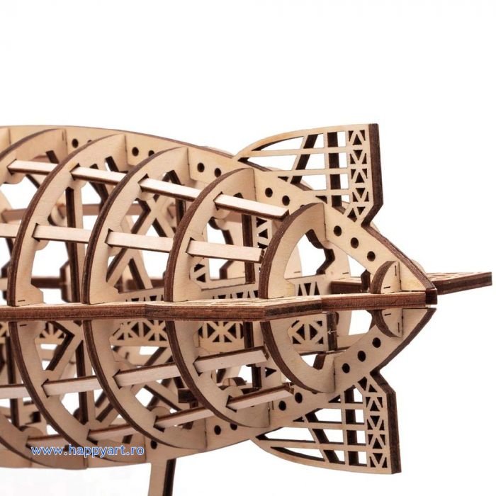 Puzzle mecanic 3D, Dirijabil steampunk, lemn, 229 piese, LK702 [7]
