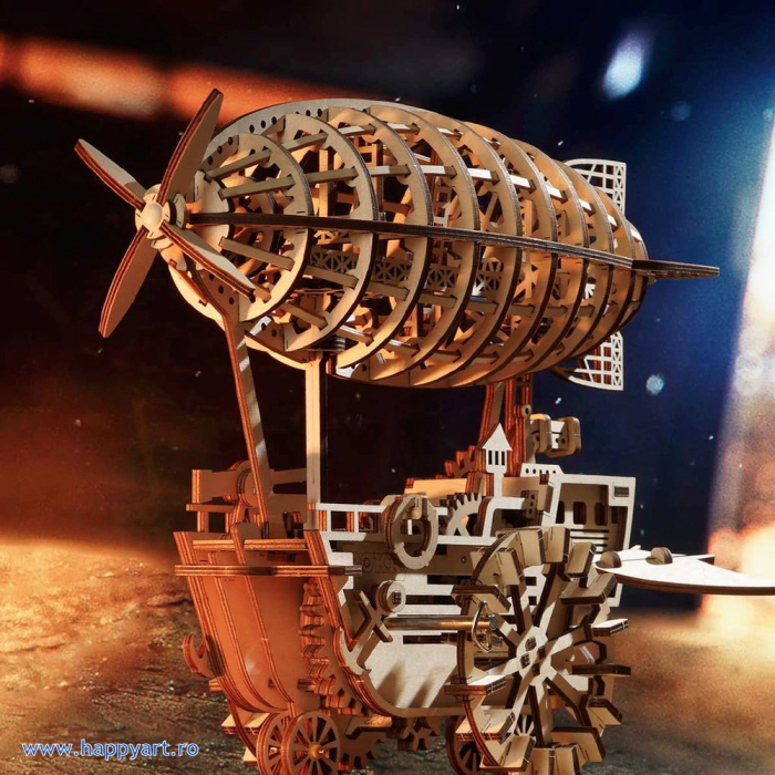 Puzzle mecanic 3D, Dirijabil steampunk, lemn, 229 piese, LK702 [2]