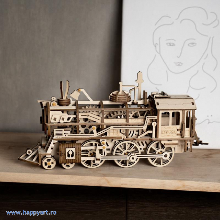 Puzzle mecanic 3D, Locomotiva, lemn, 350 piese, LK701 [18]