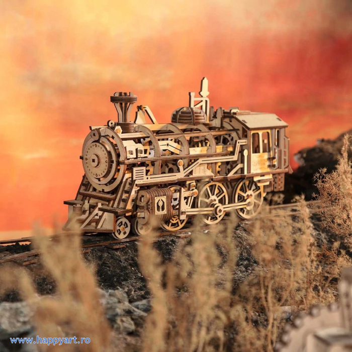 Puzzle mecanic 3D, Locomotiva, lemn, 350 piese, LK701 [16]