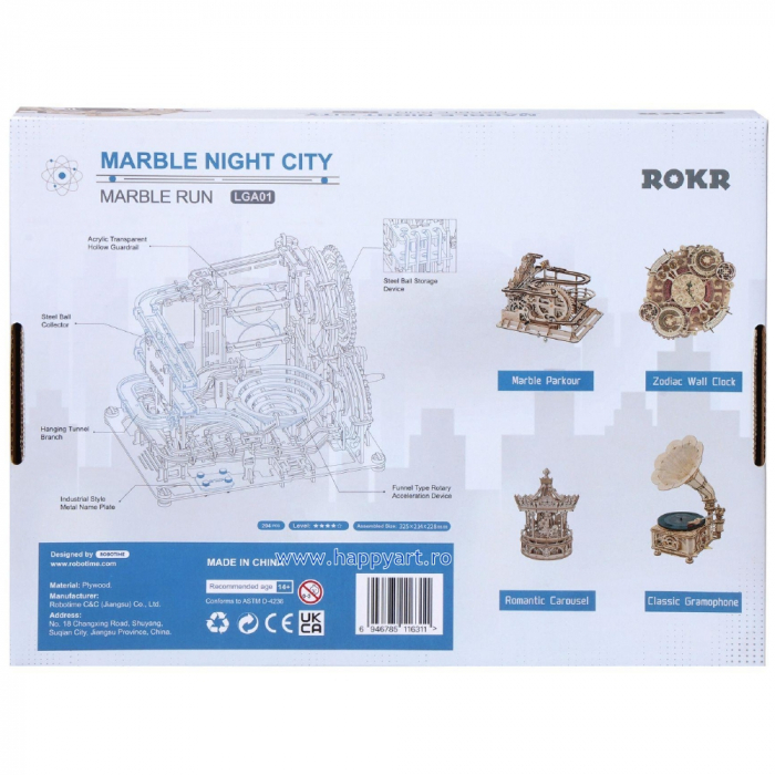 Puzzle mecanic 3D, Marble Night City, lemn, 294 piese, LGA01 [4]
