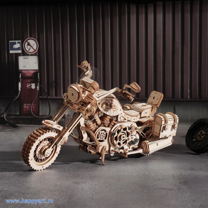 Puzzle mecanic 3D, Motocicleta cruiser, lemn, 420 piese, LK504 [2]