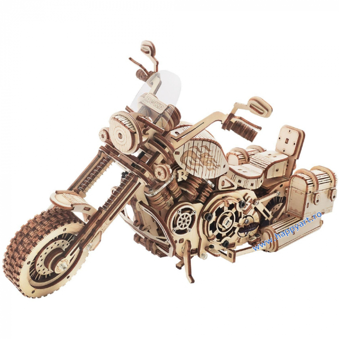 Puzzle mecanic 3D, Motocicleta cruiser, lemn, 420 piese, LK504 [1]