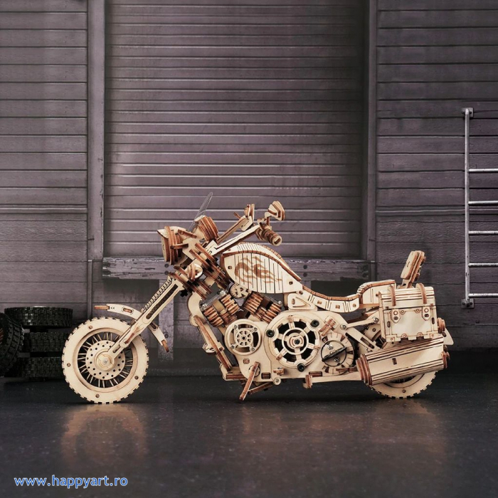 Puzzle mecanic 3D, Motocicleta cruiser, lemn, 420 piese, LK504 [9]