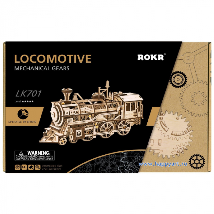 Puzzle mecanic 3D, Locomotiva, lemn, 350 piese, LK701 [4]