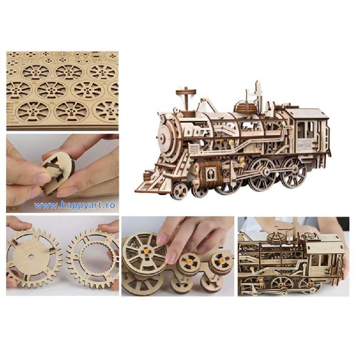 Puzzle mecanic 3D, Locomotiva, lemn, 350 piese, LK701 [6]