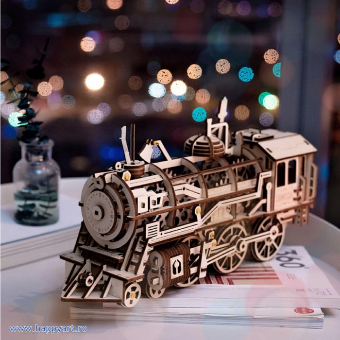 Puzzle mecanic 3D, Locomotiva, lemn, 350 piese, LK701 [2]