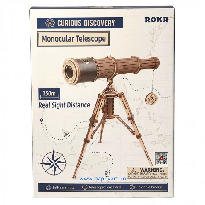 Puzzle mecanic 3D, Telescop monocular, lemn, 314 piese, ST004 [6]