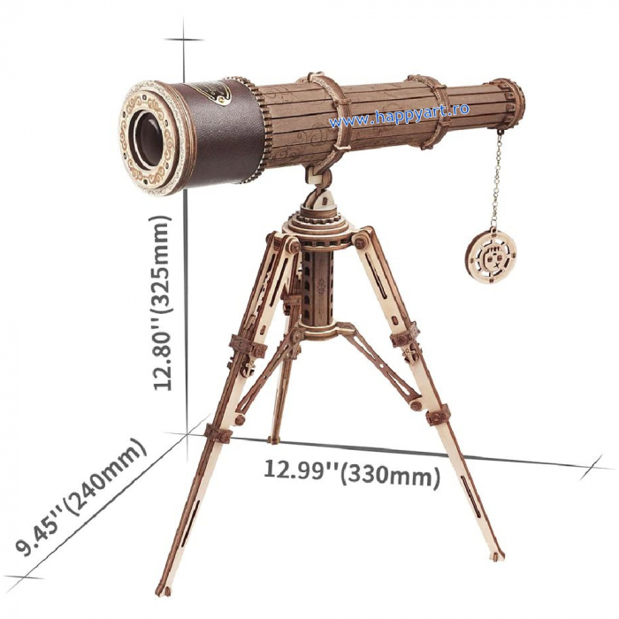 Puzzle mecanic 3D, Telescop monocular, lemn, 314 piese, ST004 [9]
