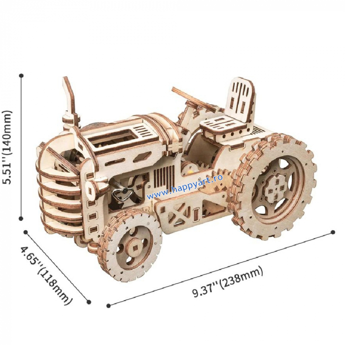 Puzzle mecanic 3D, Tractor, lemn, 135 piese, LK401 [7]