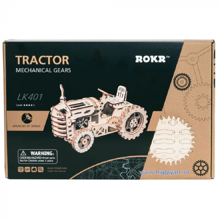 Puzzle mecanic 3D, Tractor, lemn, 135 piese, LK401 [3]