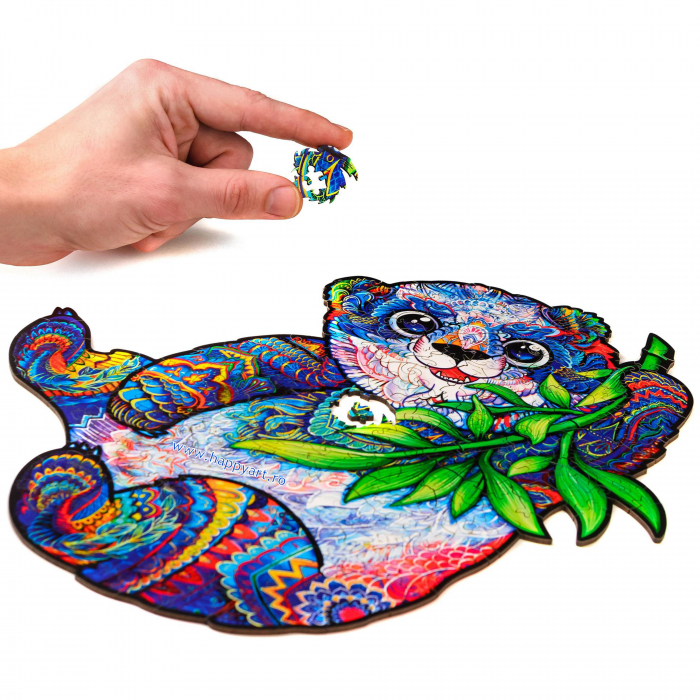 Puzzle Panda cuminte, din lemn, Unidragon [2]