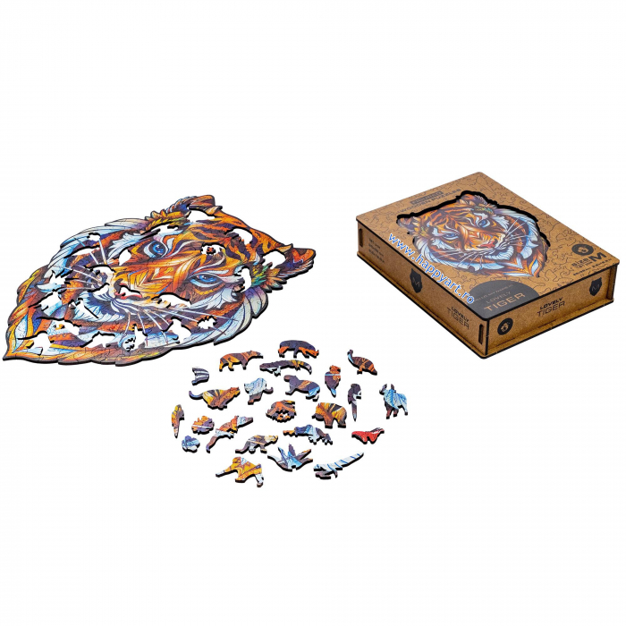 Puzzle Tigru simpatic, din lemn, Unidragon [2]