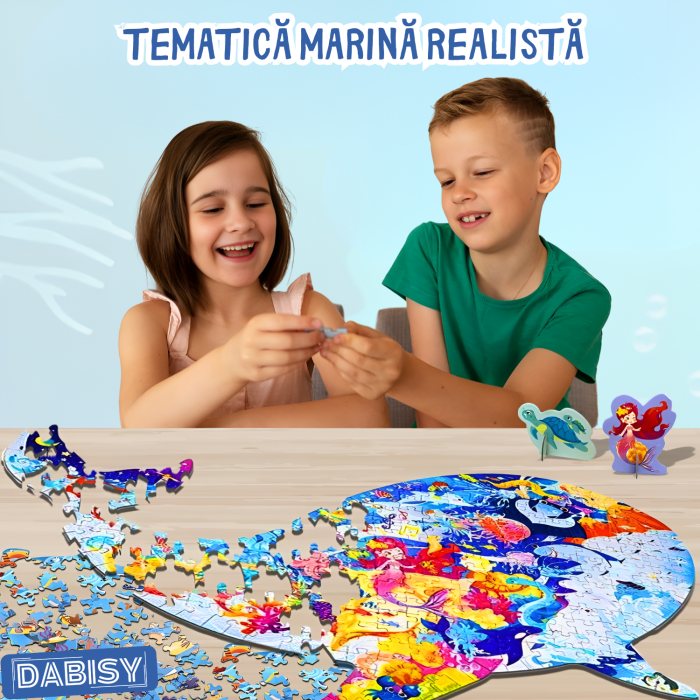 Puzzle podea DABISY AVENTURA MARII, 277 piese, tematica oceane, albastru, 60x42cm, plus 2 figurine din carton [7]