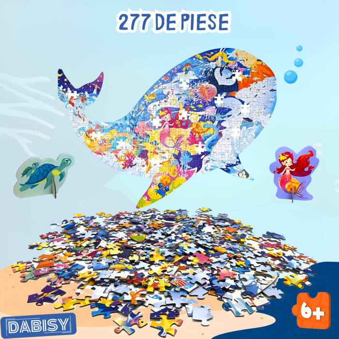 Puzzle podea DABISY AVENTURA MARII, 277 piese, tematica oceane, albastru, 60x42cm, plus 2 figurine din carton [3]