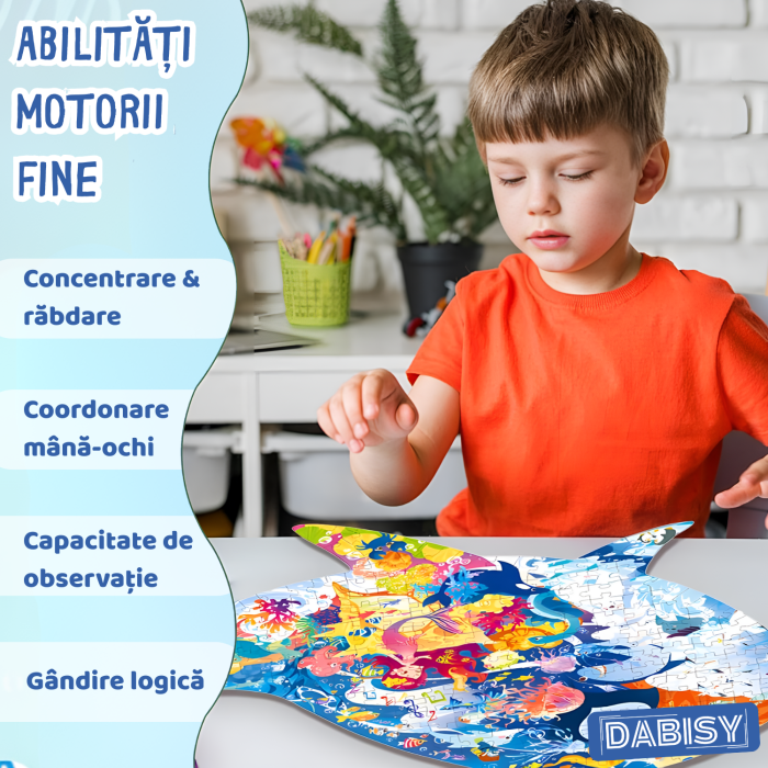 Puzzle podea DABISY AVENTURA MARII, 277 piese, tematica oceane, albastru, 60x42cm, plus 2 figurine din carton [4]