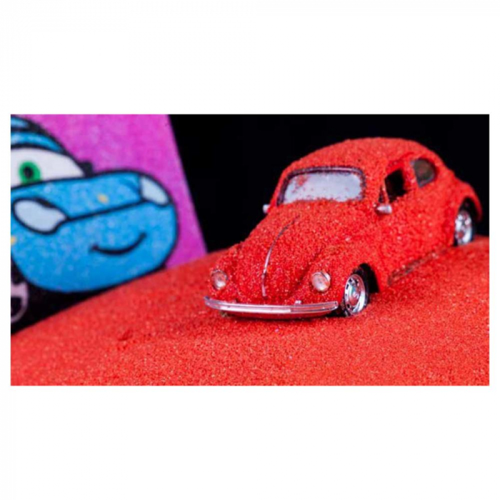 Cars Fulger McQueen & Bucsa de colorat, Disney, Set creativ pictura cu nisip colorat, 2 planse 16,5 x 23,5 cm, 15 tuburi nisip multicolor, 1 penseta, 2 folii protectie, + 3 ani [5]