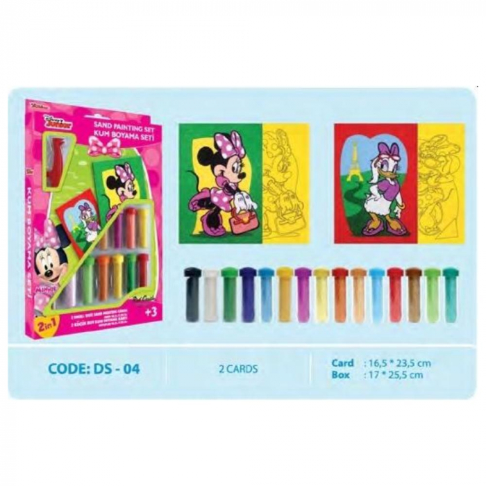 Daisy Duck & Minnie Mouse, Set creativ pictura cu nisip colorat, Disney, 2 planse 16,5 x 23,5 cm, 15 tuburi nisip multicolor, 1 penseta, 2 folii protectie, + 3 ani [2]