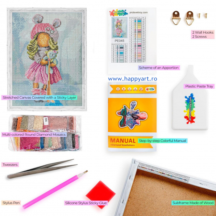 Set Goblen cu diamante, cu sasiu, Papusa OLIVIA, 30x40 cm, 35 culori [4]