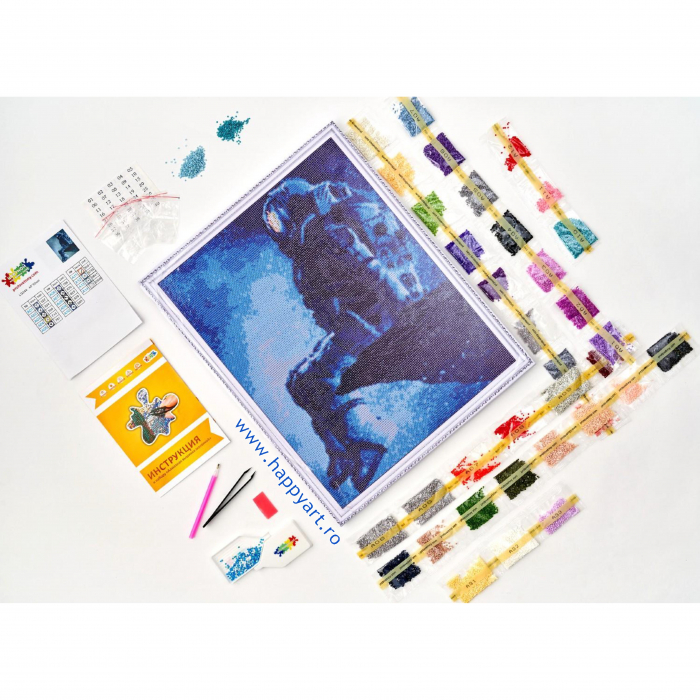 Set Goblen cu diamante, cu sasiu, Astronaut, 40x50 cm, 14 culori [5]