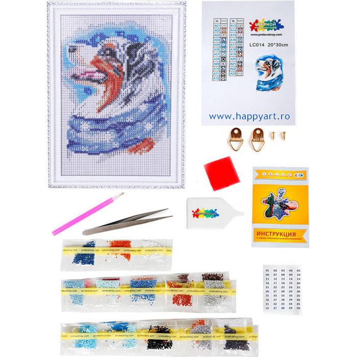 Set Goblen cu diamante, cu sasiu, Caine de Iarna, 20x30 cm, 19 culori [6]