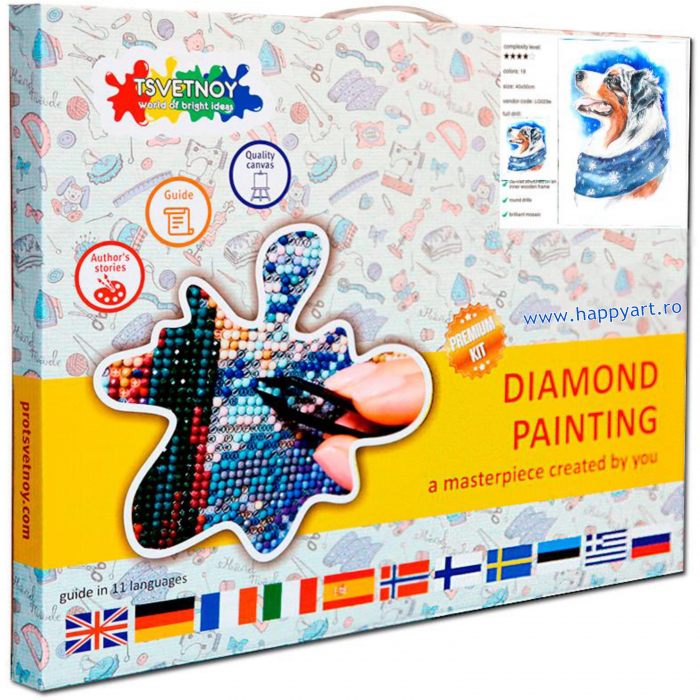 Set Goblen cu diamante, cu sasiu, Caine de Iarna, 20x30 cm, 19 culori [4]