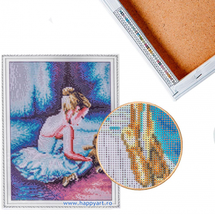 Set Goblen cu diamante, cu sasiu, Balerina - Primii Pasi, 30x40 cm, 26 culori [6]