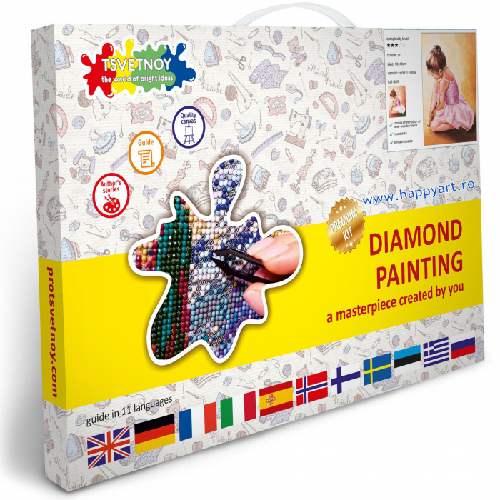 Set Goblen cu diamante, cu sasiu, Balerina Baby, 30x40 cm, 21 culori [4]
