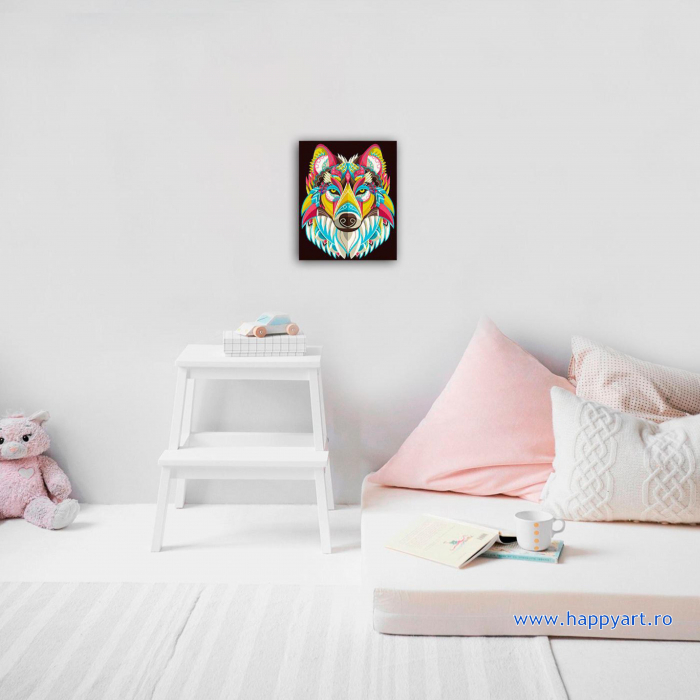Set Goblen cu diamante, cu sasiu, Lup Colorat, 30x40 cm, 18 culori [2]