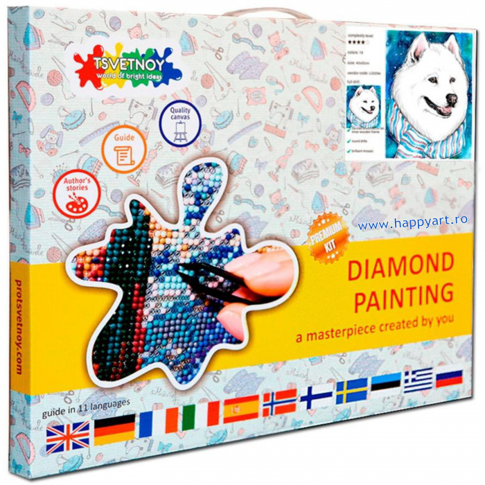 Set Goblen cu diamante, cu sasiu, Prieten de Iarna, 20x30 cm, 19 culori [3]