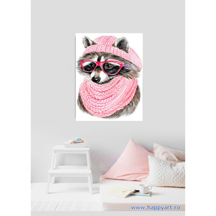 Set Goblen cu diamante, cu sasiu, Raton cu ochelari, 20x30 cm, 19 culori [3]