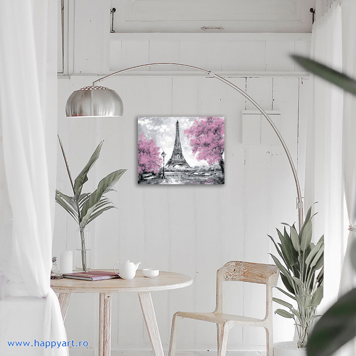 Set Goblen cu diamante, cu sasiu, Turnul Eiffel Inflorit, 40x50 cm, 15 culori [3]