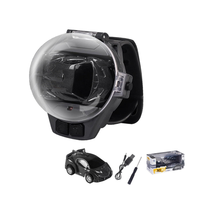 Set masinuta de jucarie cu telecomanda ceas, USB inclus, semnale luminoase, 2.4 Ghz, scara 1:64, model LAMBO, baterie reincarcabila, rezistenta si durabila, baterie AAA, gri [3]