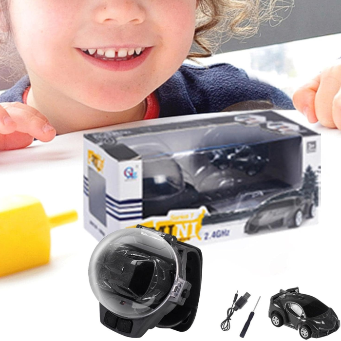 Set masinuta de jucarie cu telecomanda ceas, USB inclus, semnale luminoase, 2.4 Ghz, scara 1:64, model LAMBO, baterie reincarcabila, rezistenta si durabila, baterie AAA, gri [5]