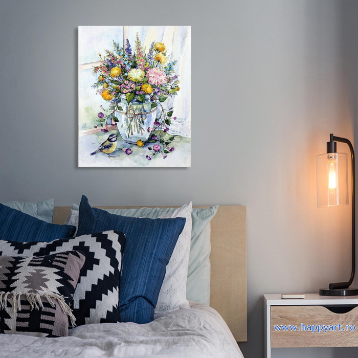 Set pictura pe numere, cu sasiu, Buchet de Flori de Lunca, 40x50 cm, 30 culori [3]